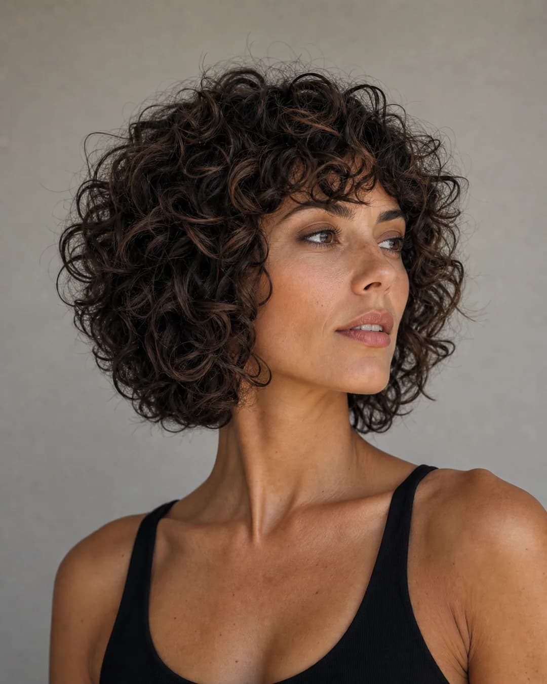 Pelo corto rizado natural mujer