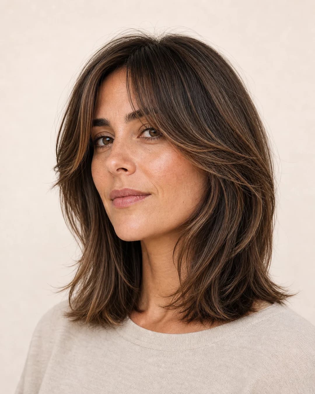 Curtain Bangs Pelo Fino — vista frontal y trasera exacta