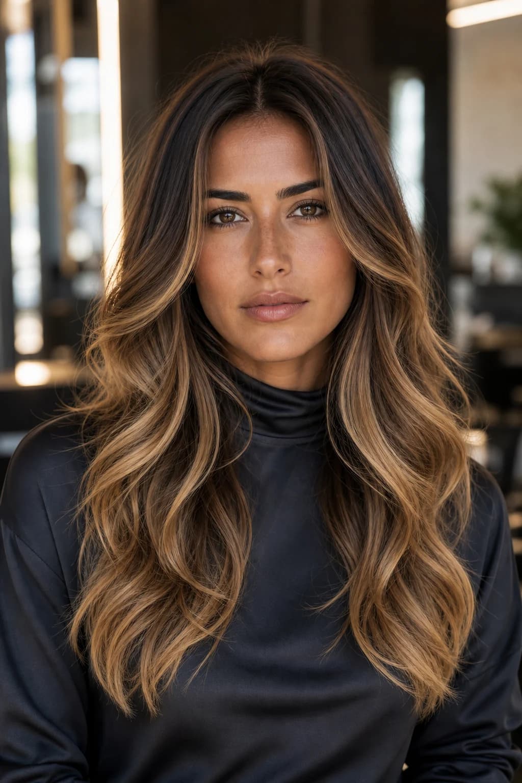 Mechas californianas — sun-kissed visible en puntas
