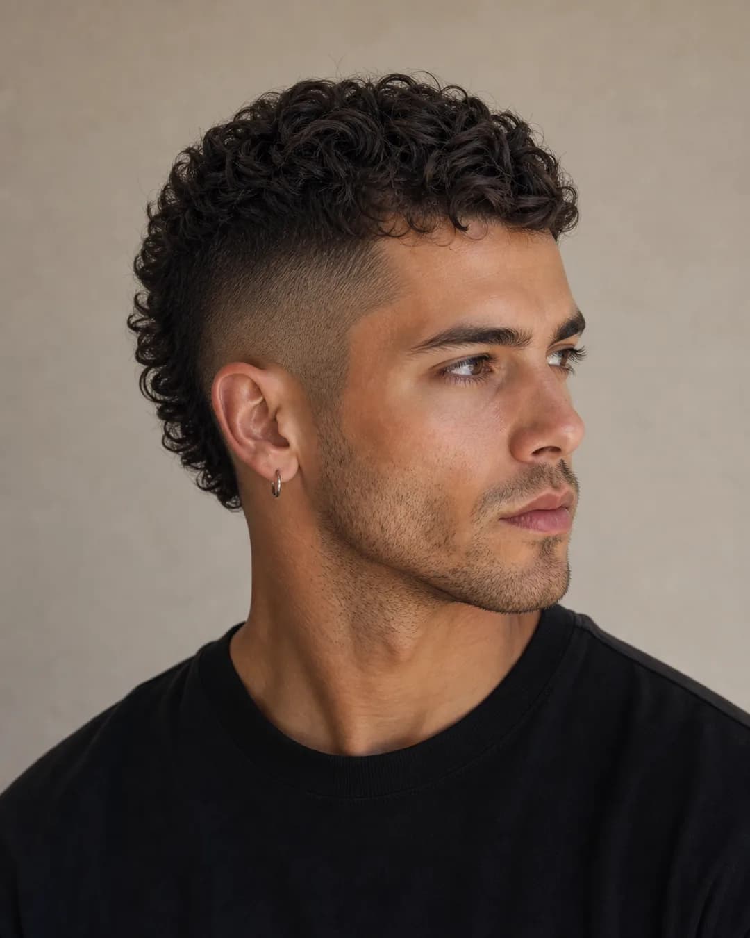 Mohicano curly — Corte de pelo mohicano hombre