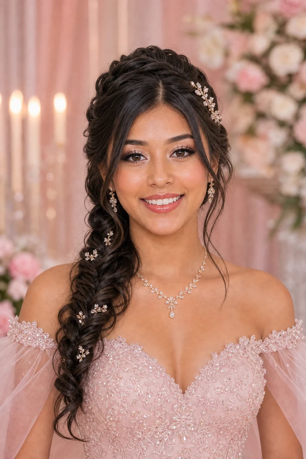 Trenza joya lateral — princesa Disney moderno