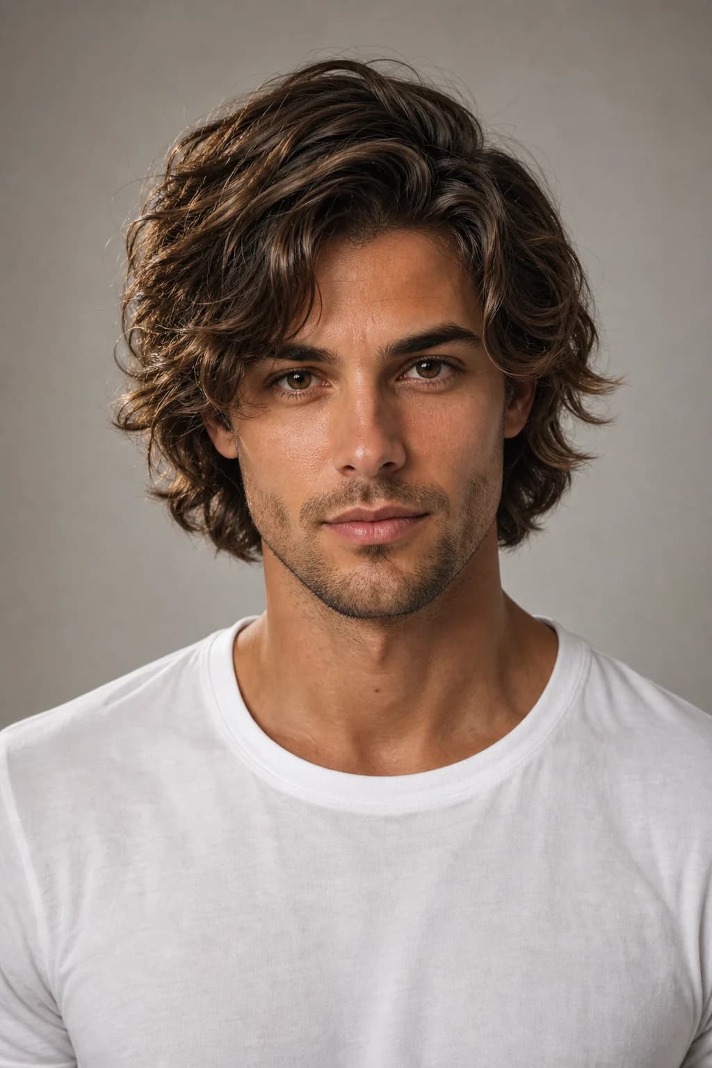Ondas plancha hombre medio-largo — natural surfero look textura