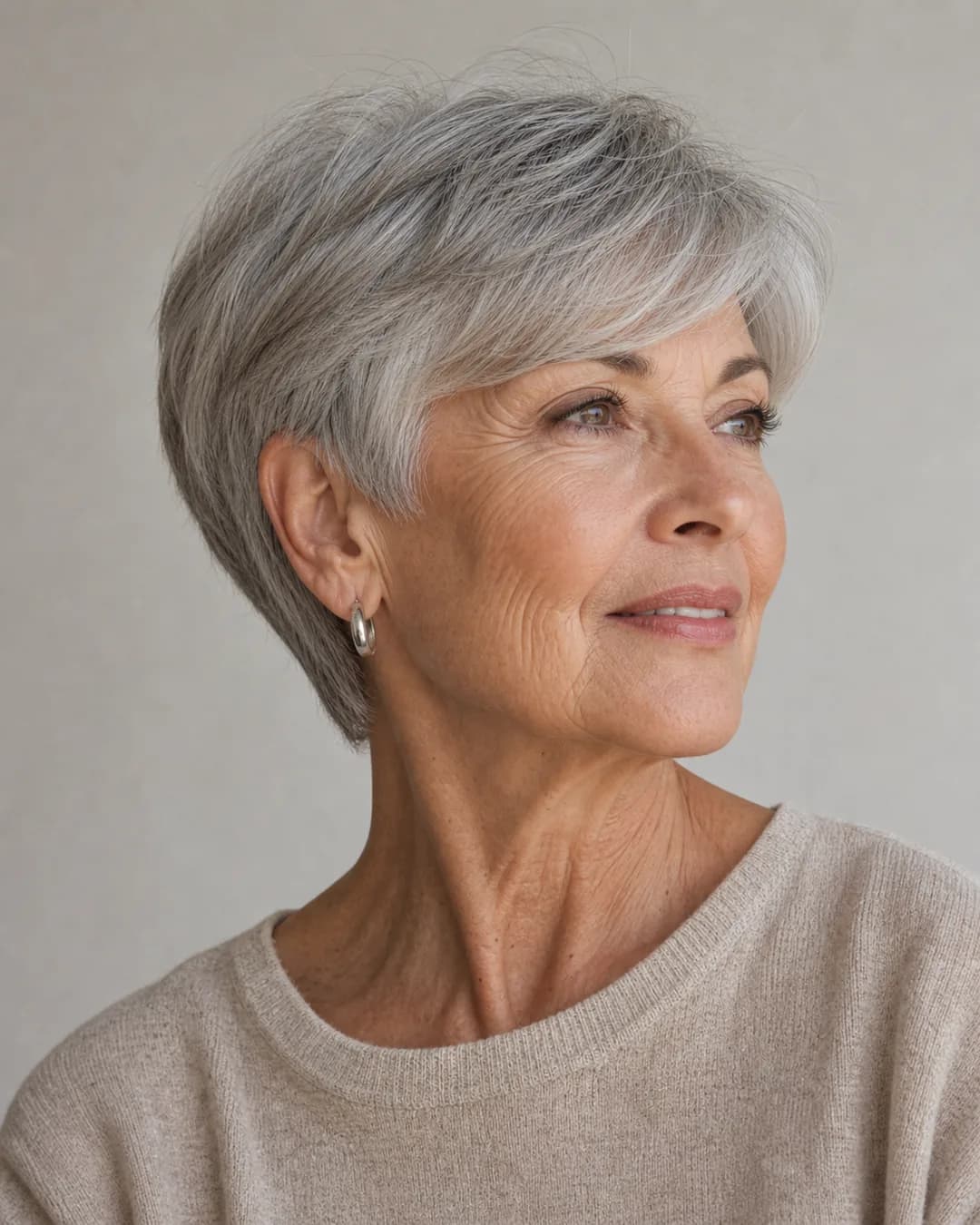 Pelo corto con flequillo lateral — Cortes de pelo mujer 70 años