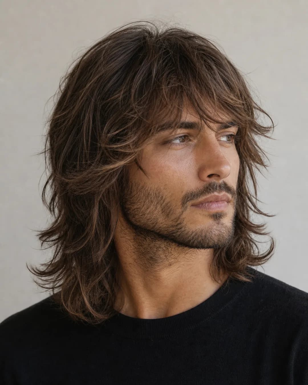 Pelo largo + flequillo desfilado — Man bun hombre