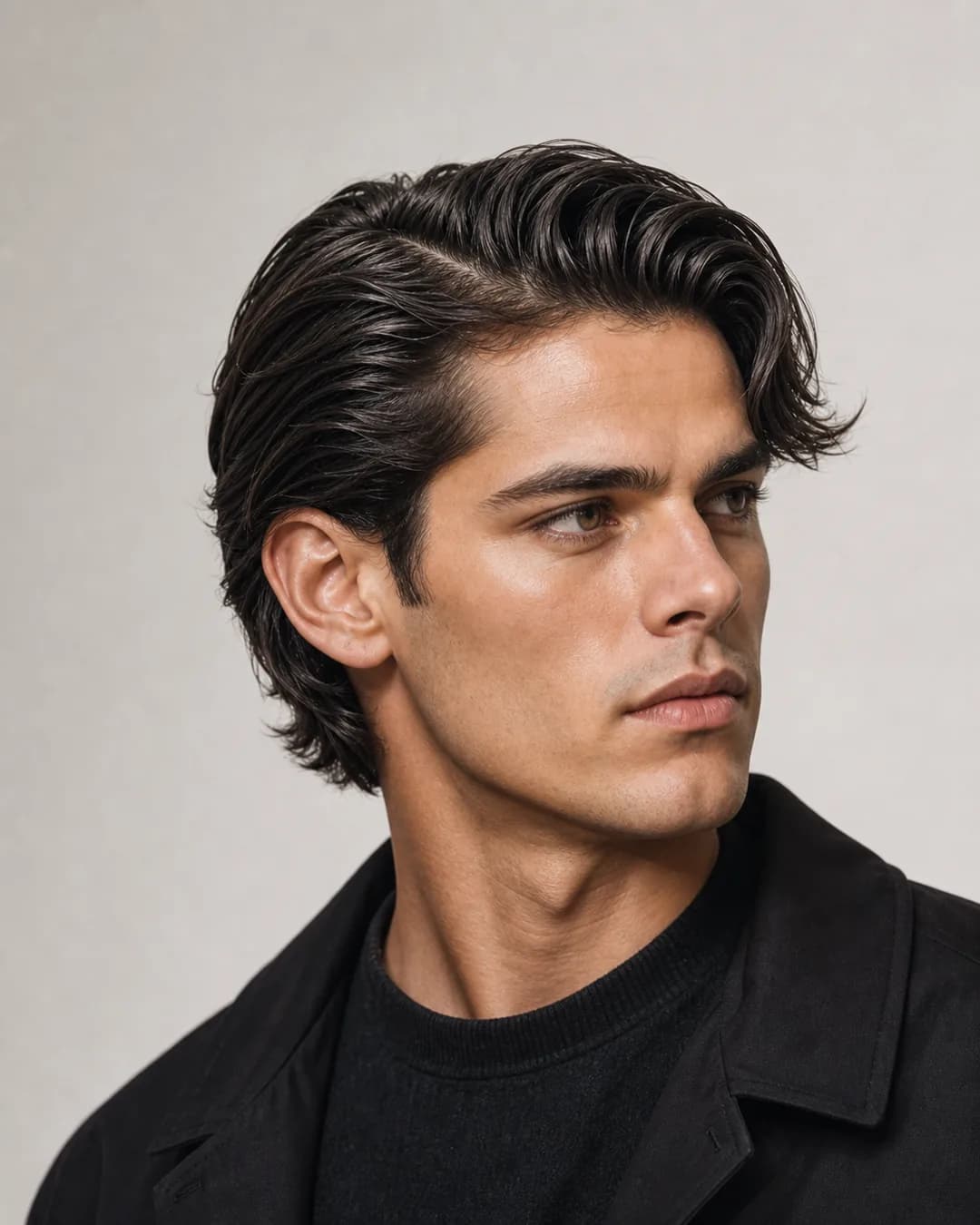 Side part con largo medio — Cortes de pelo hombre para cara redonda