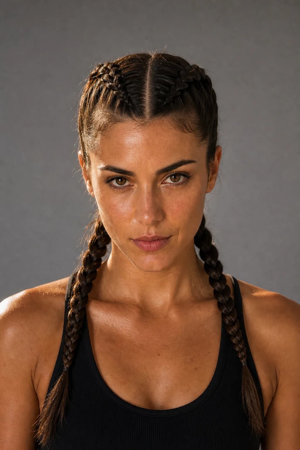 Doble boxer braids — dos francesas paralelas raya central crossfit spinning playa