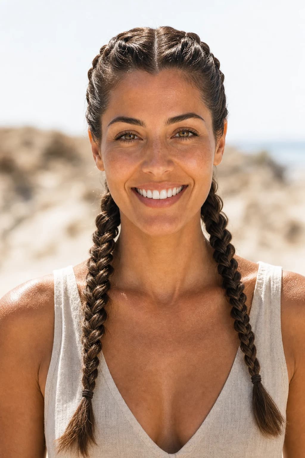 Trenzas boxer doble — playa surf deportivo cero pelo suelto