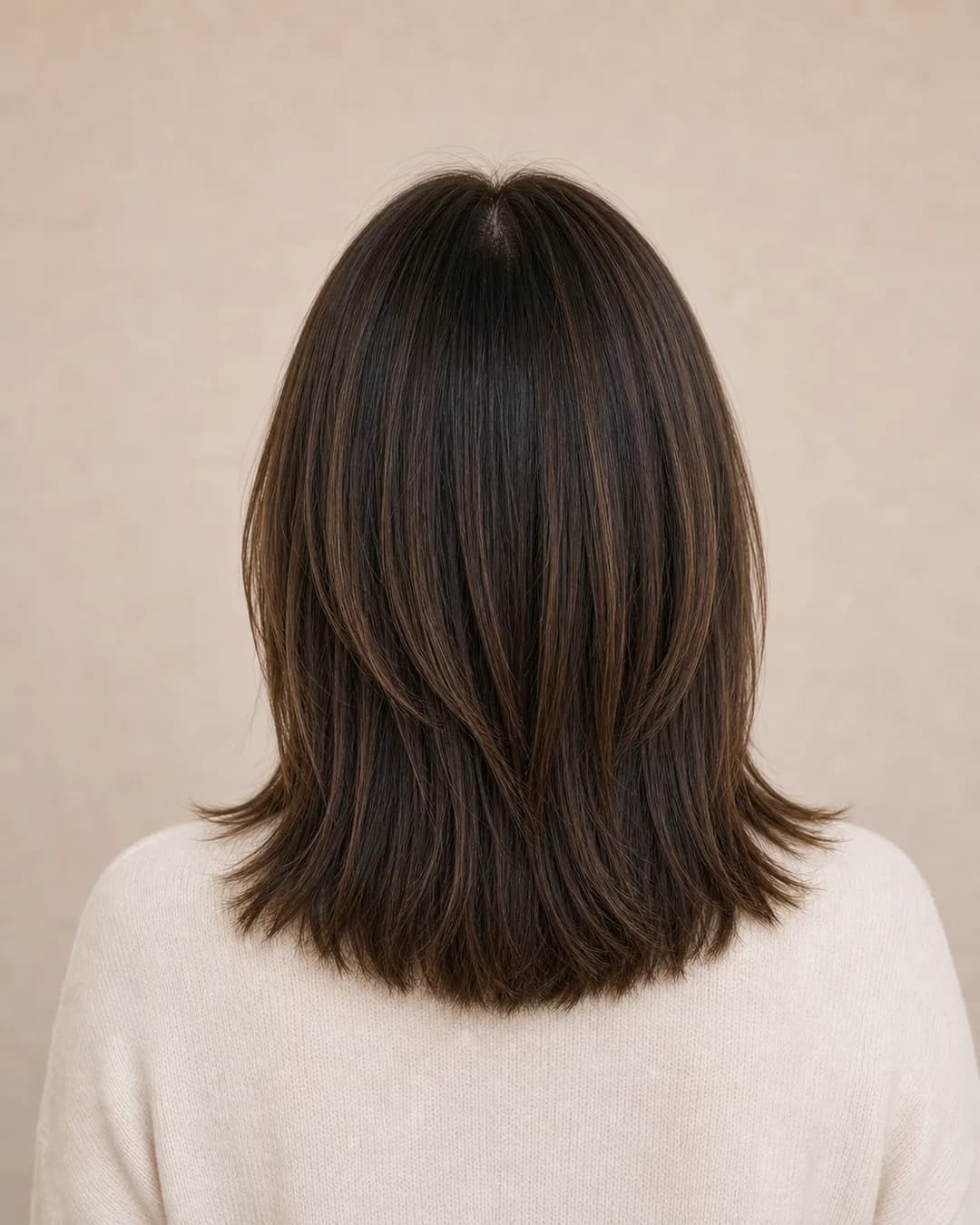 Curtain Bangs Pelo Fino — vista trasera