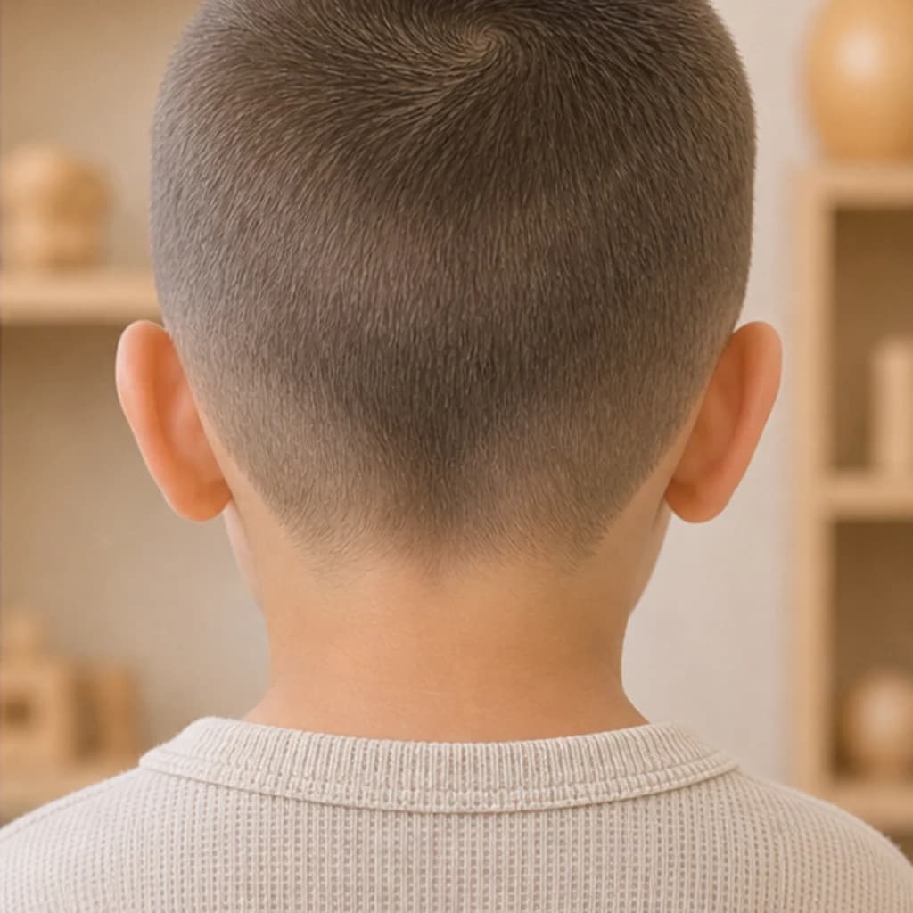 Buzz cut suave — vista trasera